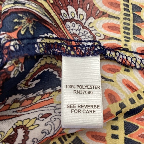 Cato Womens Navy Blue Paisley Print 3/4 Sleeve Sheer Boho Blouse Size M RN37080 - Picture 6 of 9